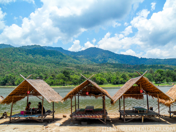 Shaded picnic areas at Huay Tung Tao Lake