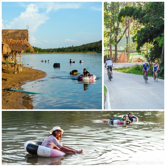 Swimming and biking at Huay Tung Tao Lake